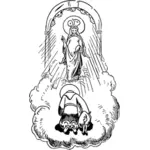 Anthony van Padua en varken in de kerk bidden vectorafbeeldingen